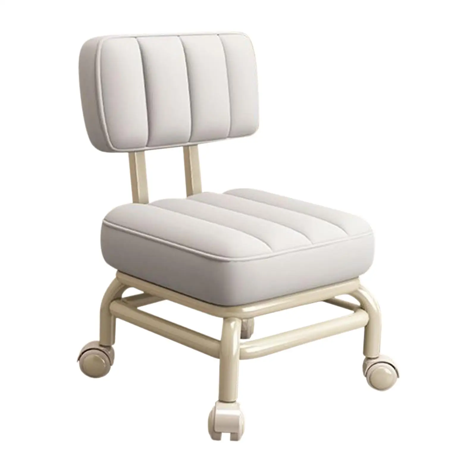 Low Rolling Seat, Pedicure Stool with Backrest, with Wheels, Pulley Stool,