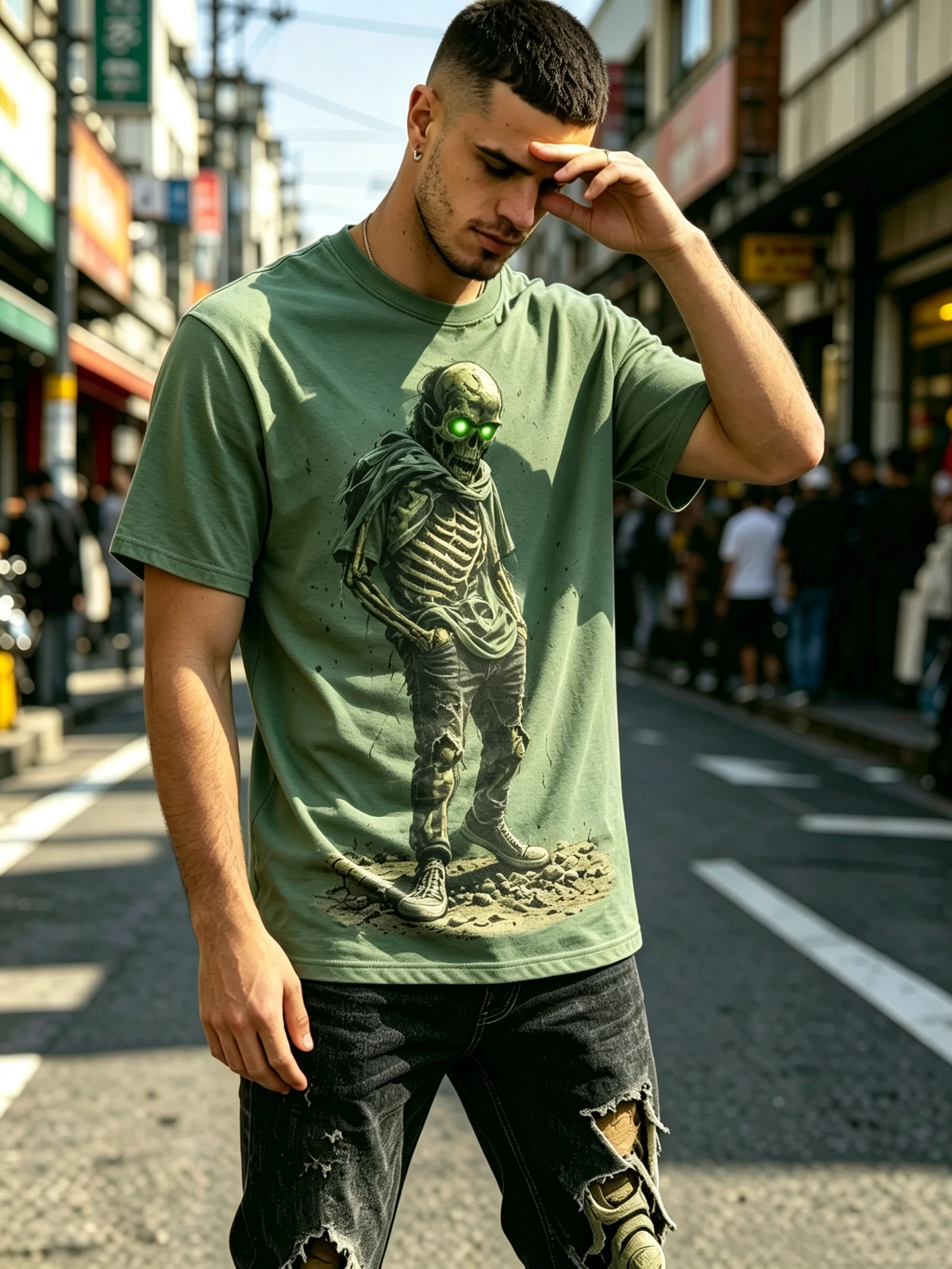Men's 3D Optical Illusion Skeleton Pattern Short Sleeve T-Shirts Fashion Daily Casual T Shirt Men Women Y2k Tops Summer Clothing