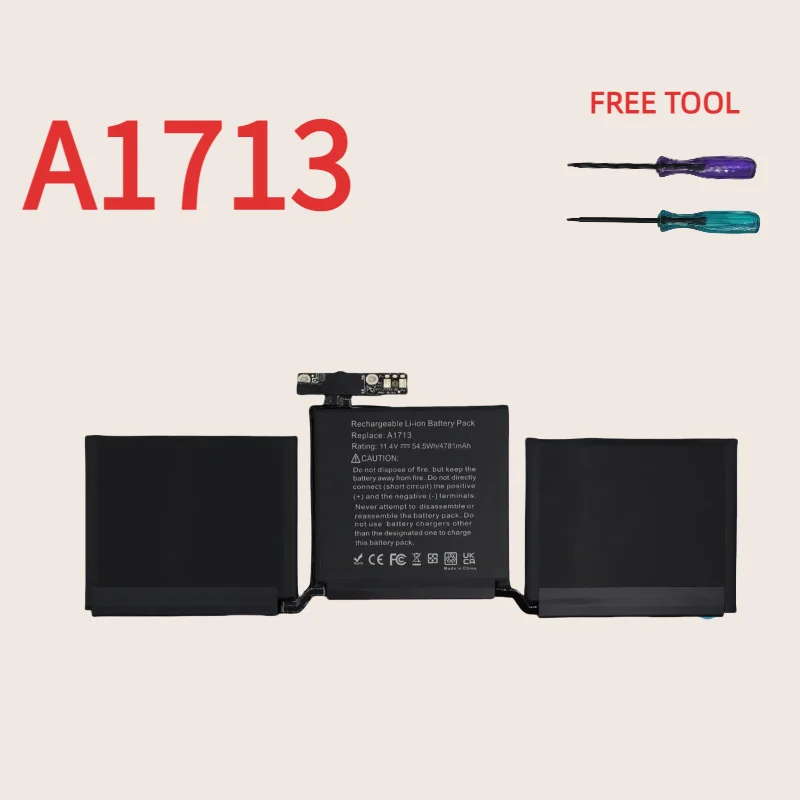 

A1713 Laptop Battery for Apple MacBook Pro 13" A1708 2016 2017 EMC 2978 3164 020-00946 MLL42LL Batteria With Free Tools