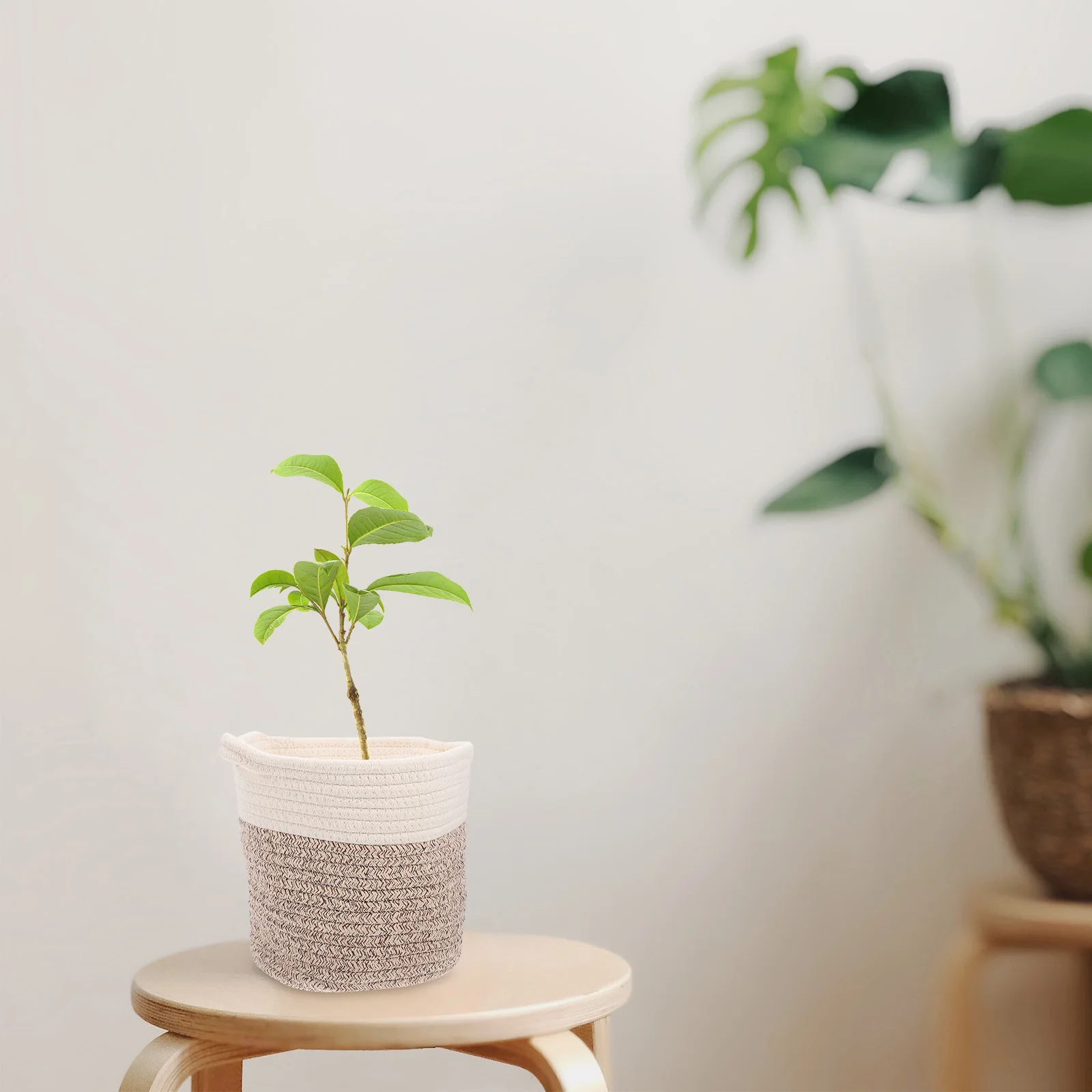 

Woven Storage Basket Natural Cotton Rope Handmade Home Decor Laundry Organizer Multipurpose Sundries Container