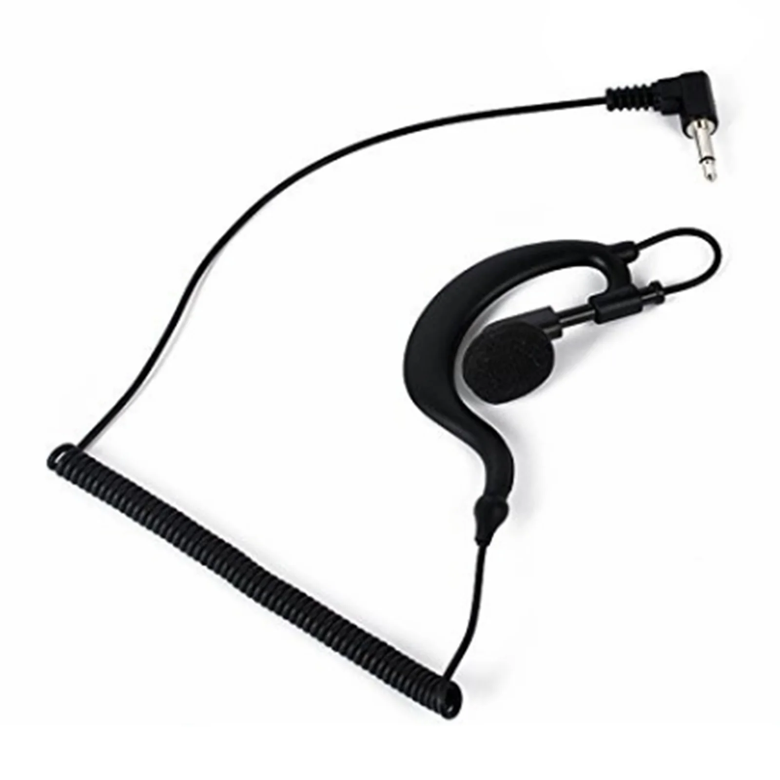 3.5mm Ear Hook Headset for Walkie Talkie Single Ear Radio Earpiece with Clip Single Earphone with Coiled Cable