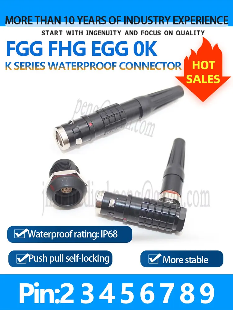 

FGG 0K EGG FHG Black2 3 4 5 6 7 9 Pin Waterproof IP68 Aviation Push-Pull Self-Locking Male Plug And Female Socket Connector
