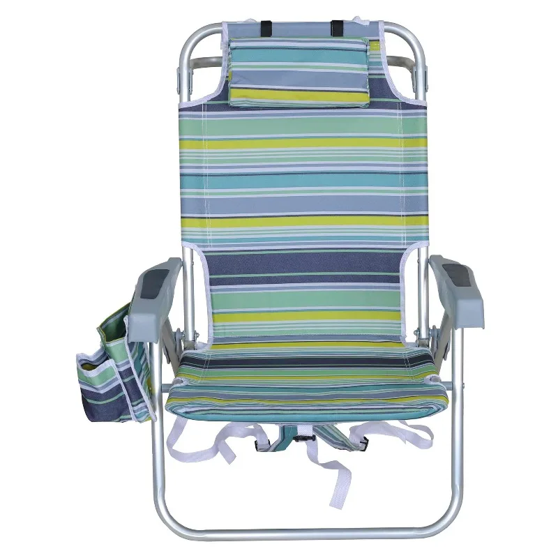 Outdoor Folding Lounge Chair With Backrest 5‑Gear Adjustable Recline Beach Camping Patio Recliner Rest Chair