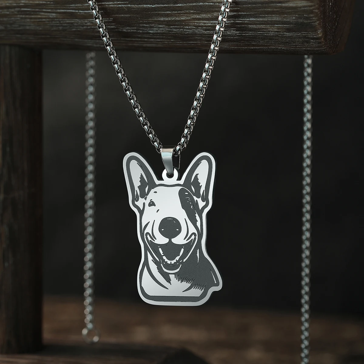 Gold Color Stainless Steel Bull Terrier Dog Pendant Necklaces Chains Man Women Choker Pet Dog Necklace Jewelry Decor Para Mujer