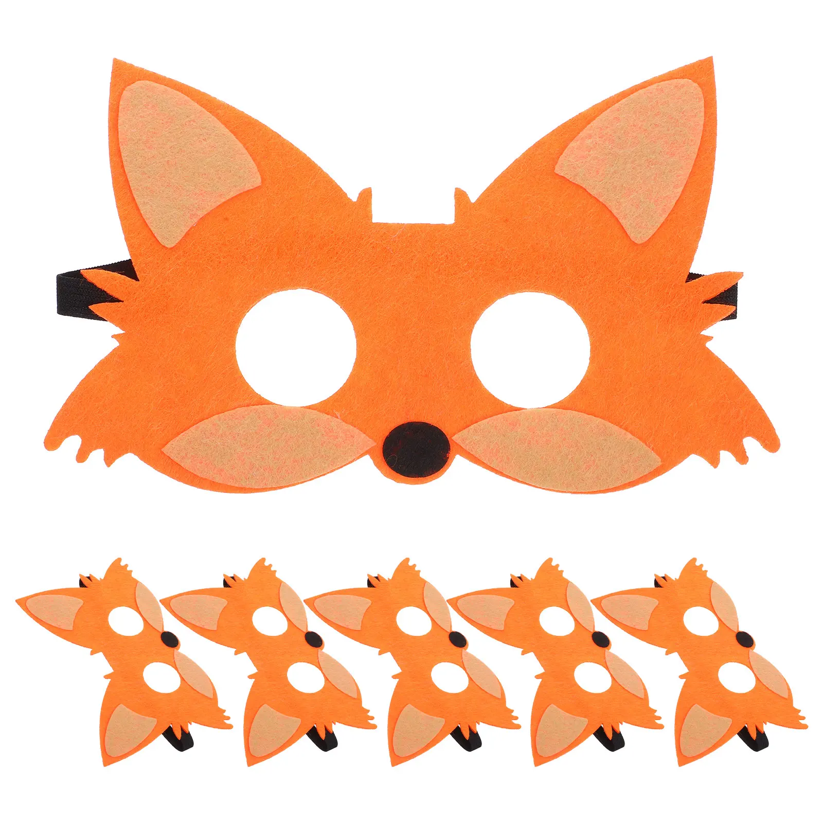 

5pcs Animal Cartoon Fox Felt Half Face Reusable Cosplay Props for Festival Halloween Cosplay Mask For Festival Child Toys Orange