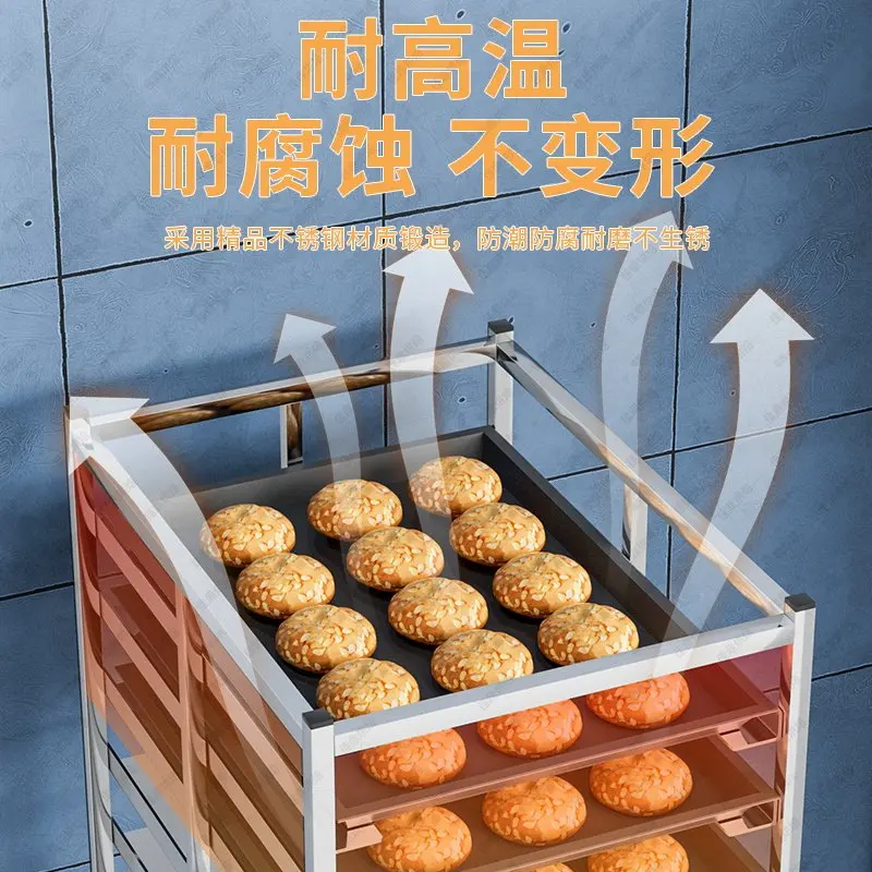 Commercial stainless steel baking tray rack, baking rack trolley bread toast drying rack oven tray rack, factory custom