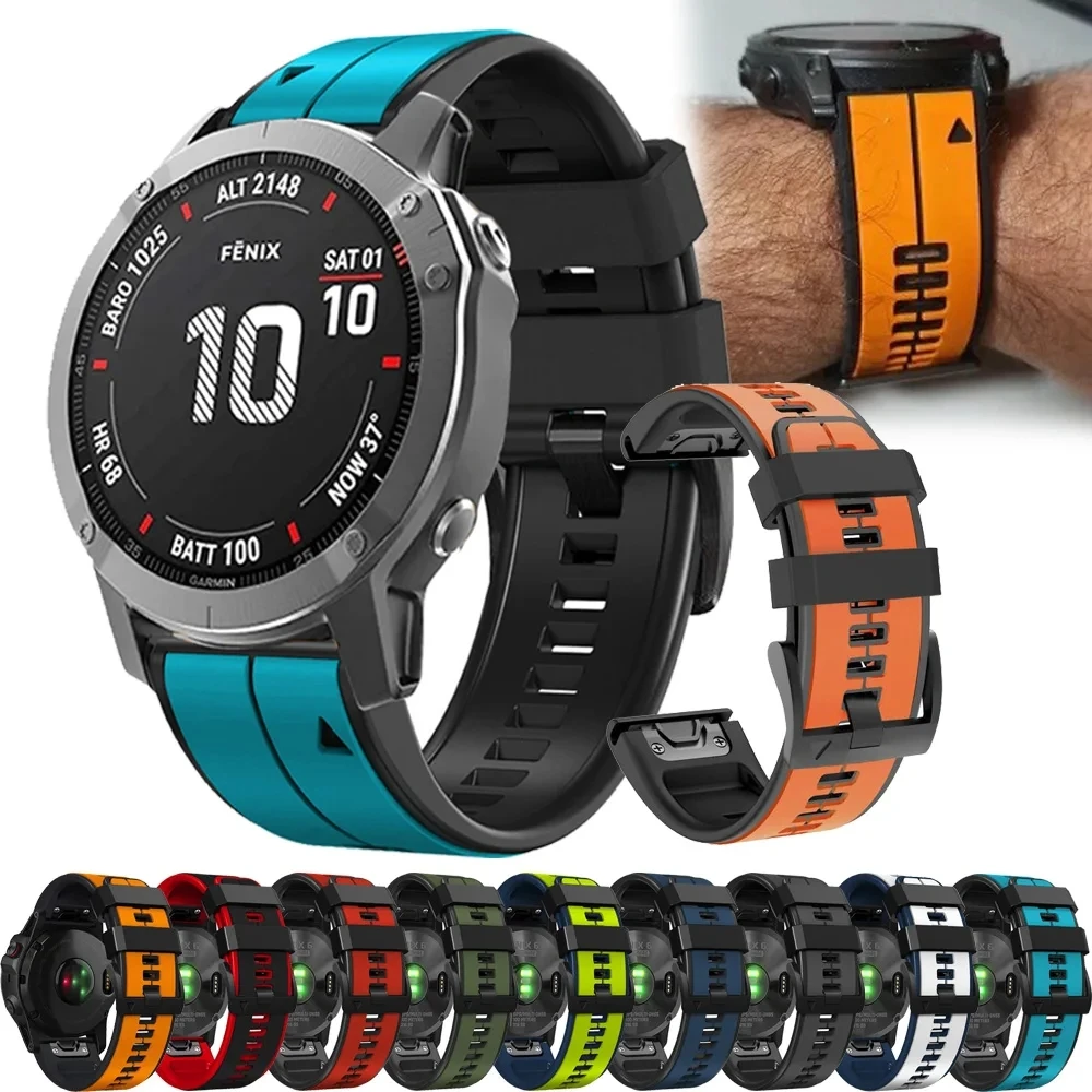 Correa de silicona para reloj Garmin Fenix 7X, 7 Pro, 6, 6X Pro, 5X, 5 Plus, zafiro Solar, pulsera de liberación rápida, 26mm, 22mm