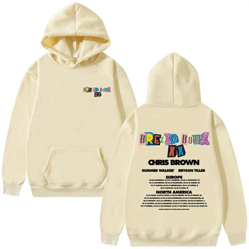

Rapper Chris Brown Breezy Bowl XX Tour 2025 Hoodies Men Hip Hop Fashion Pop Music Pullovers Casual Retro Sweatshirts Streetwear