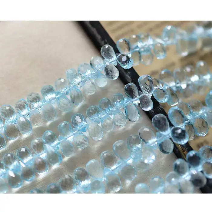 6A Topaz sky blue roundelle drop faceted 7-9mm 18CM  for DIY jewelry making  loose beads  FPPJ wholesale nature