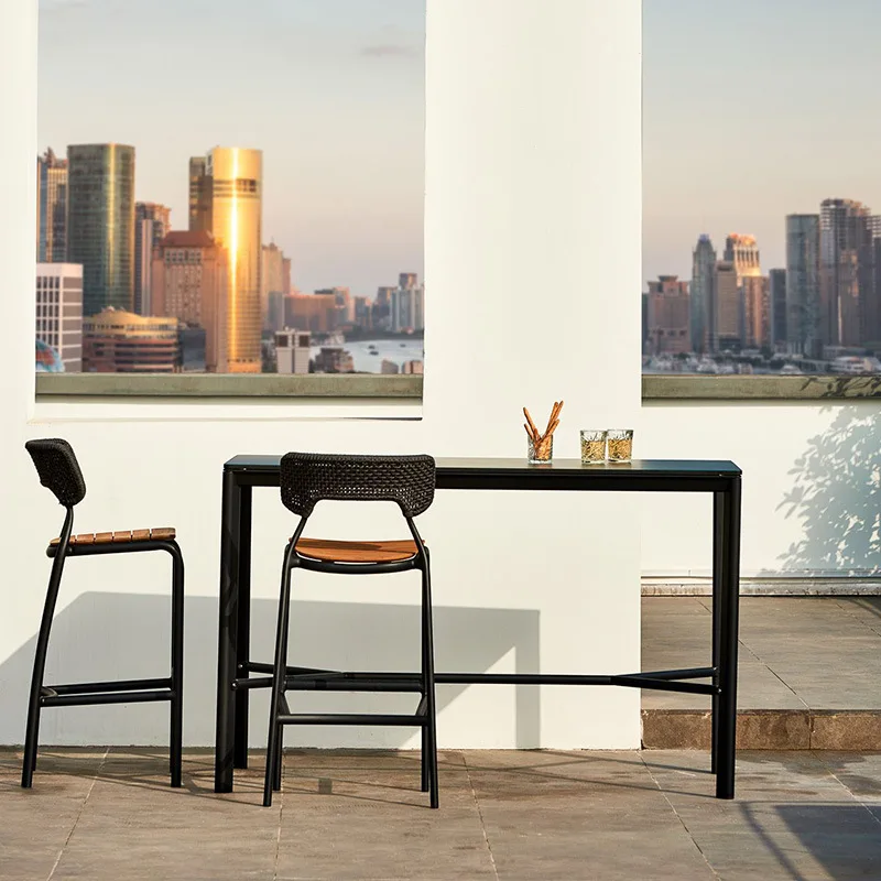 

Outdoor bar bar chairs Courtyard outdoor garden terrace rattan rattan chairs balcony lounge villa bar chair high stool