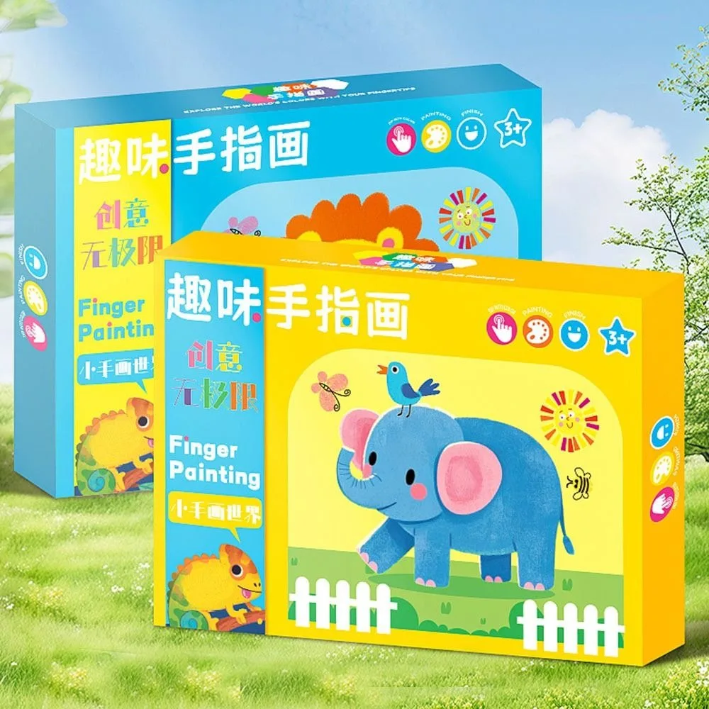 Funny 12/24 Color Finger Paint Set Cartoon Pattern DIY Painting Finger Painting Album Coloring Books Montessori Learning Drawing