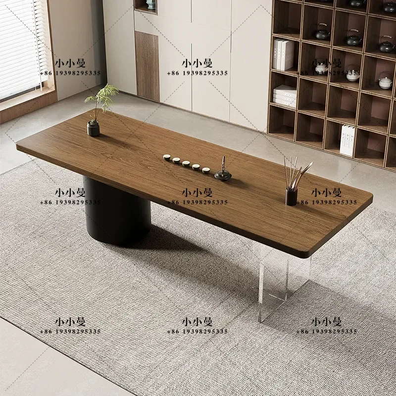 Solid Wood Tea Table with Integrated Tray Modern Simple Household Kung Fu Large Board Tea Set Postmodern Style Table and