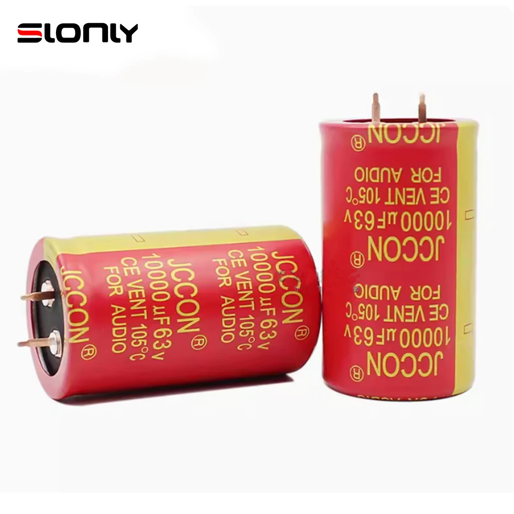 2pcs 63v 10000uf 63v JCCON 30x50mm Pitch 10mm Copper Foot Red Robe Sound Amplifier Electrolytic Capacitors