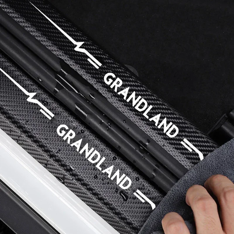 Carbon Fiber For Opel Grandland 2024 Car Threshold Sticker Anti-Scratch Waterproof Protect Film Auto Door Sill Side Stickers