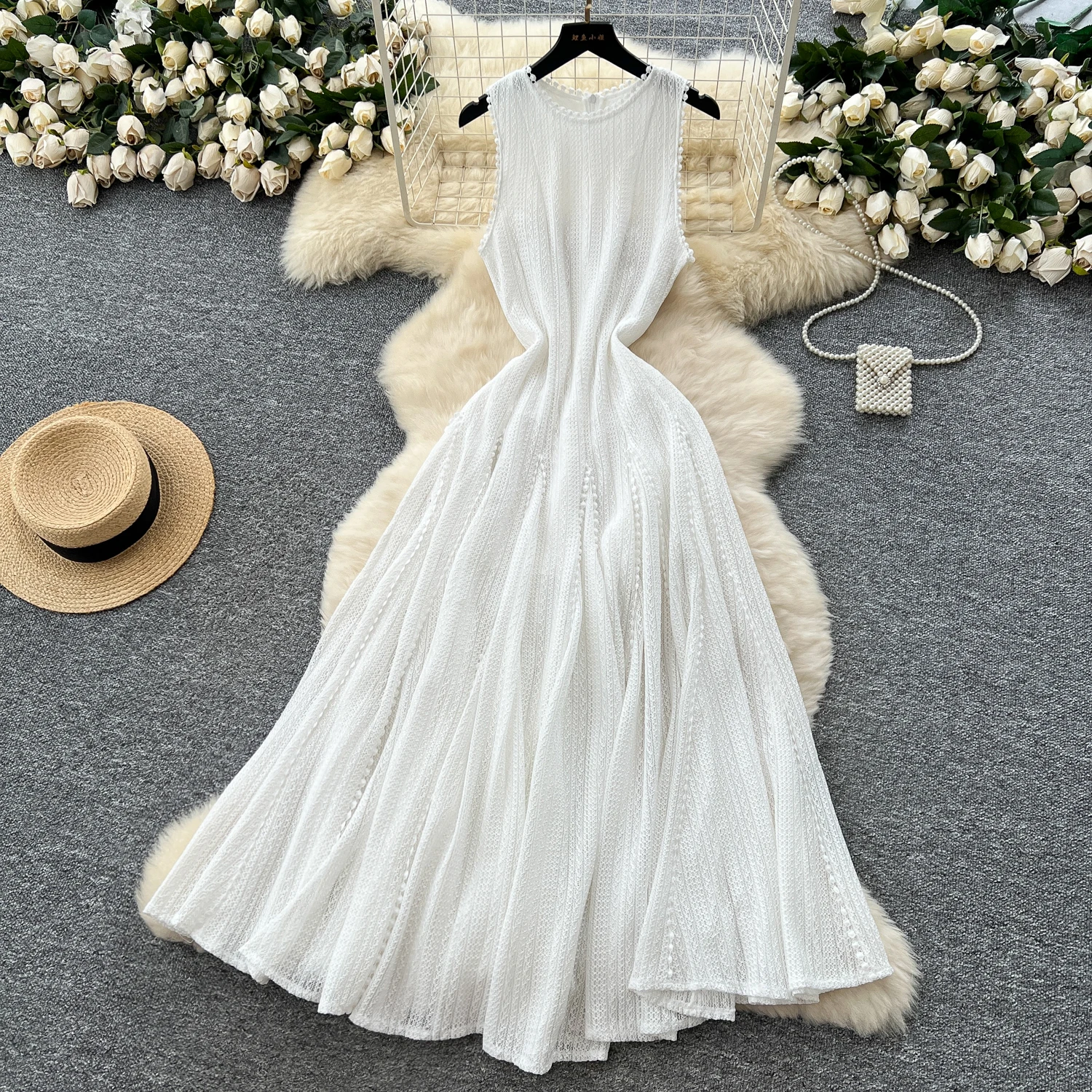 

Elegant Vintage Chic sleeveless Ruched Slim French Evening Women Beach High Street Clothing ceremony dresses