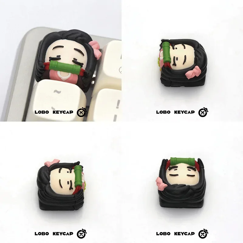 Anime Keycaps Kamado Nezuko Resin Key Caps Mechanical Keyboard Caps Personalized Artisan Keycap Accessories Gifts Korean Keycaps