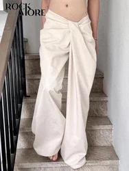 Rockmore 2024 New Irregular Design Low Waist Baggy Wide Leg Trousers Y2K Streetwear Loose Pants Fashion Women Casual pantalones