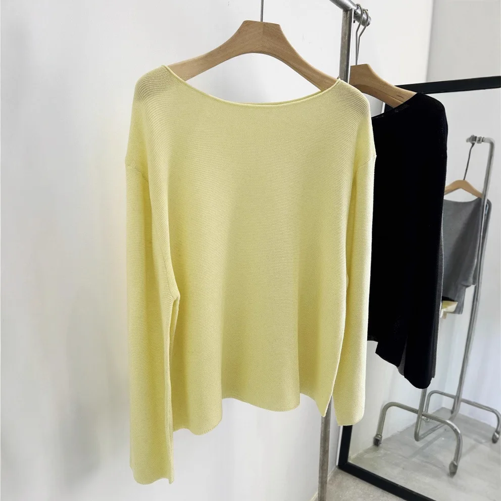 

Loose Women's Knitted Linen Top Early Autumn Slimming Sun Protection Versatile Cover up Regular Thin Chinese Made