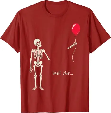 Y2k Gothic Skelett Halloween-Kostüm Humor Skelett Verlorener Ballon Scheiße Lustiges Sprichwort Zitat Herren Damen T-Shirt FSkeleton Tees – Detail 7
