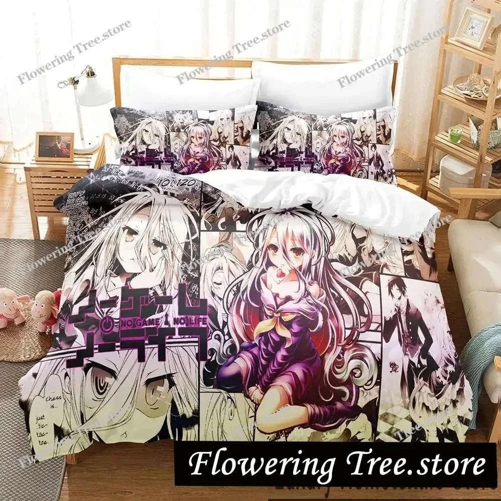 

3D No Game No Life Anime Bedding Set Boys Girls Twin Queen King Size Duvet Cover Pillowcase Bed boys Adult Home Textileextile