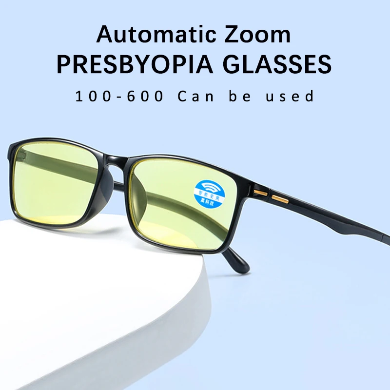 Automatic Zoom Reading Glasses Glasses Can Be Used From 100 To 600 Anti Blue Light Night Vision/transparent Hyperopia Glasses