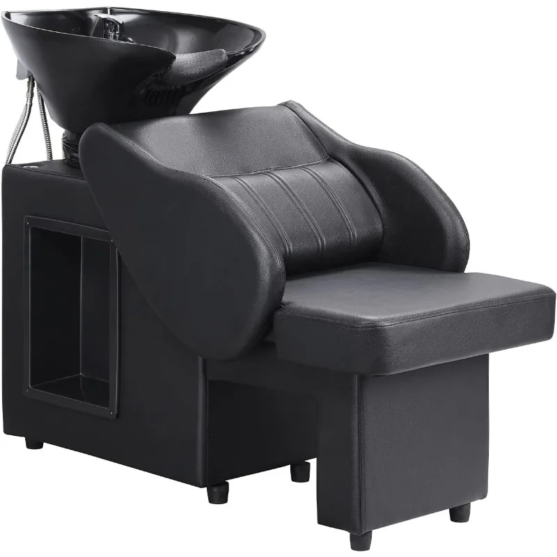 Shampoo Barber Backwash Chair, Adjustable ABS Plastic Shampoo Bowl Sink with Chair for Spa Beauty Salon…