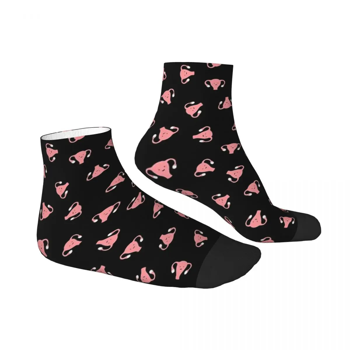 Crazy Happy Uterus In Black, Small Repeat Socks Harajuku Stockings All Season Socks Accessories for Man's Woman's Christmas Gift