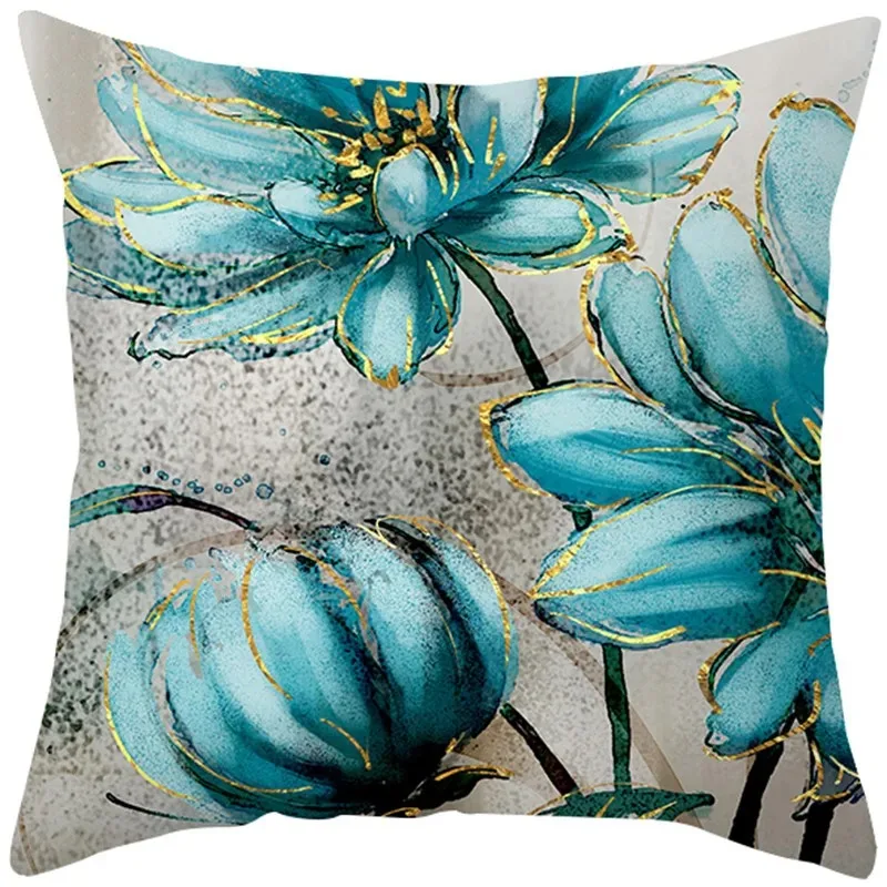 Oil painting floral elegant ginkgo Double-sided Printed pillow cover Short plush Suitable living rooms sofas throw cushion cover