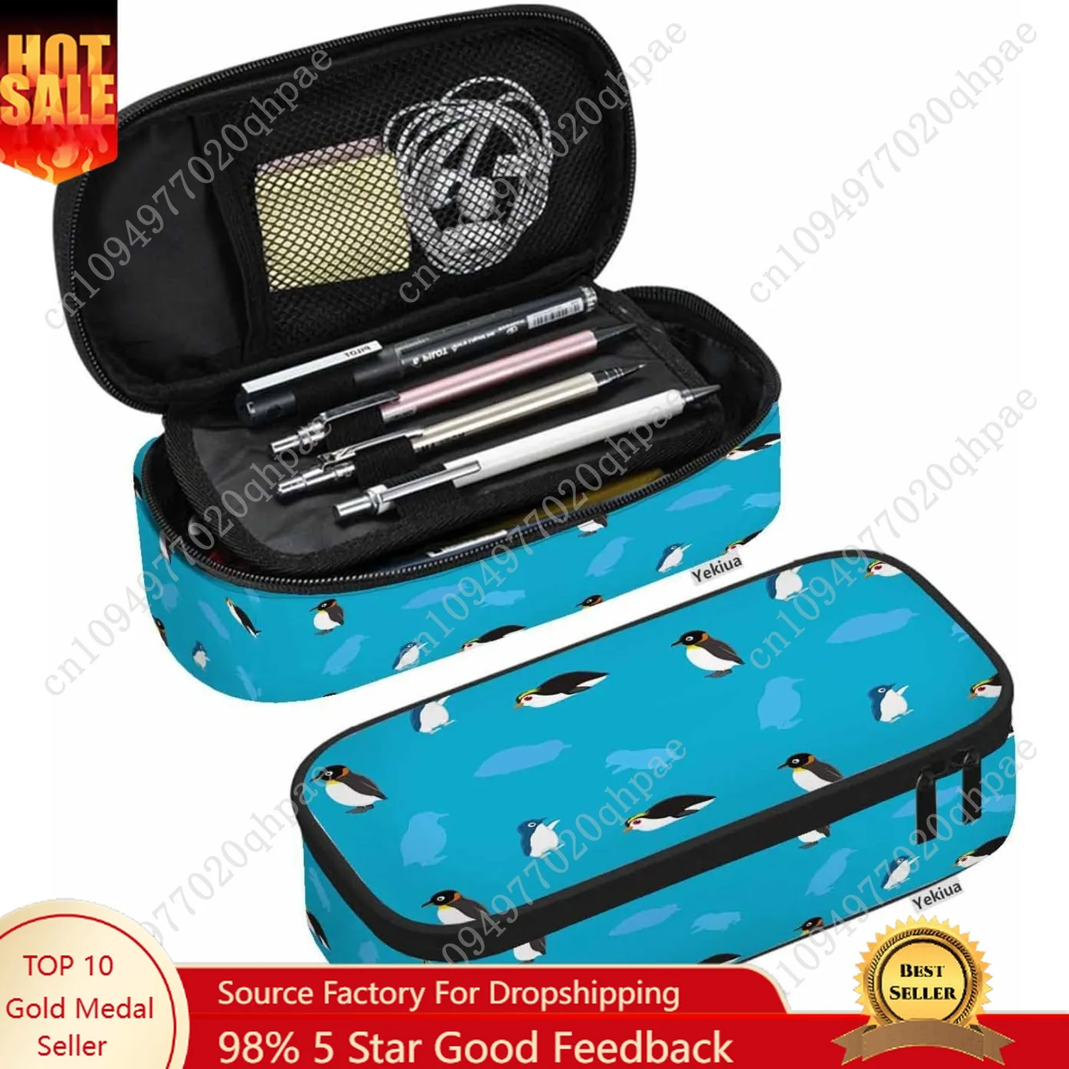 

Yekiua Penguin Pencil Holder Antarctic Cute Cartoon Animal Big Capacity Pencil Case Multi-Purpose Makeup Pouch For Office Colleg