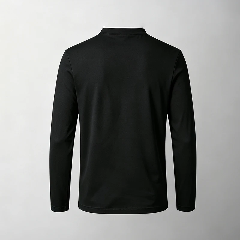 Herren-Polohemd mit Stehkragen, langärmelig, mit Brusttasche, ideal für Spaziergänge im Freien, Wochenendausflüge und Freizeitaktivitäten. – Detail 9