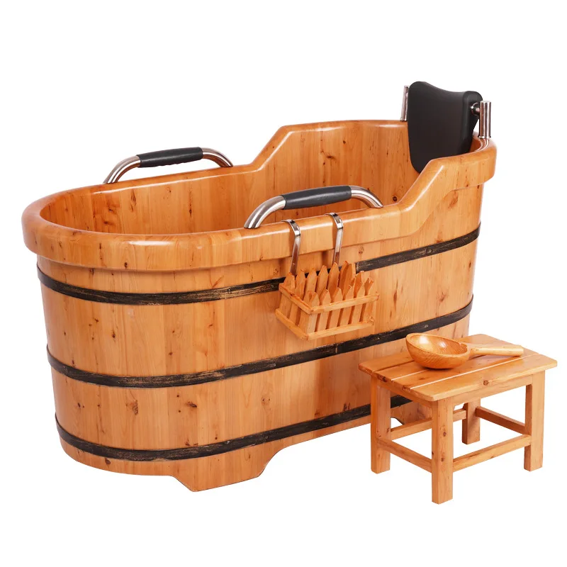 Cedar wood adult bath bucket Thickened solid wood household commercial bath bucket