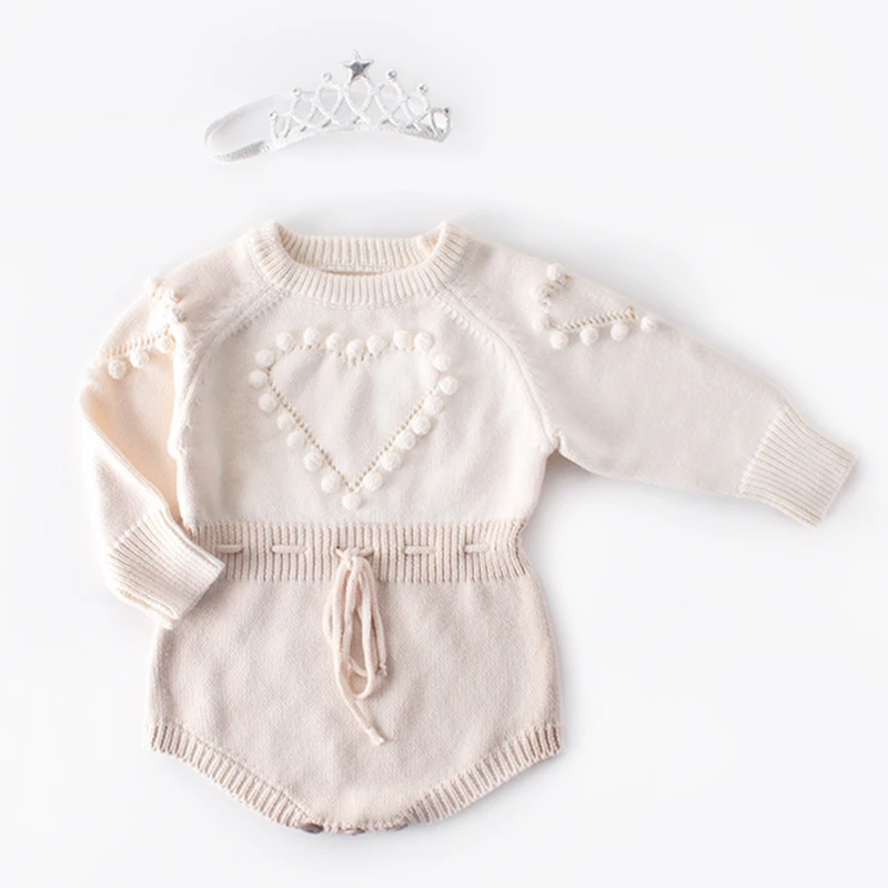 

Newborn Baby Girl Jumpsuit Knitting Long Sleeve Infant Baby Girl Knitting Bodysuits Autumn Spring Children Clothes