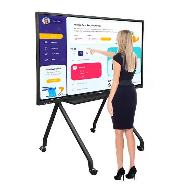 65 Inch Android Digital LCD Interactive Flat Panel Touch Whiteboard Electronic Interactive Blackboard With Camera And Microphone