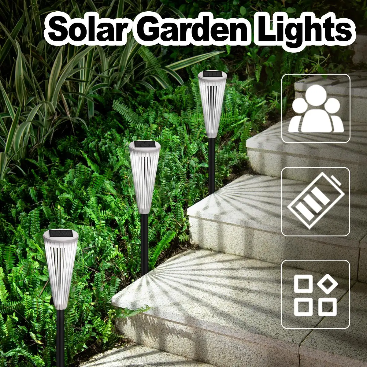 Solar Pathway Lights Dual Color Lamp Outdoor Cool Stake Decor Off On Automatic Powered Light Driveway Lighting Walkway Landscape