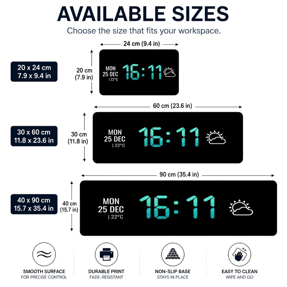 Simple digital clock pattern mouse pad, printed pattern, not a real clock alfombrillas para escritorio gaming accessories