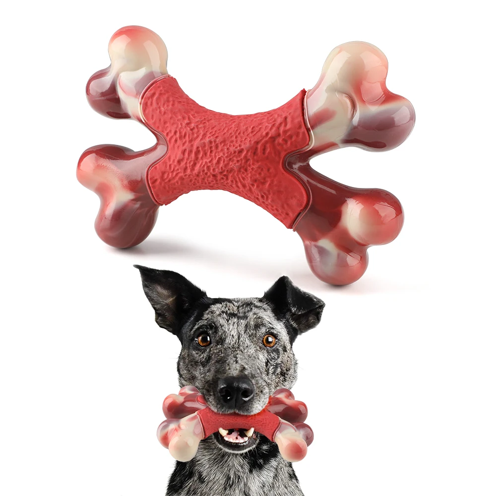 MASBRILL Pet Dog Chew Toy Durable Dog Double Bone Pet Gift Rubber Interactive Toys Dog Teething for Large Medium Small Puppies