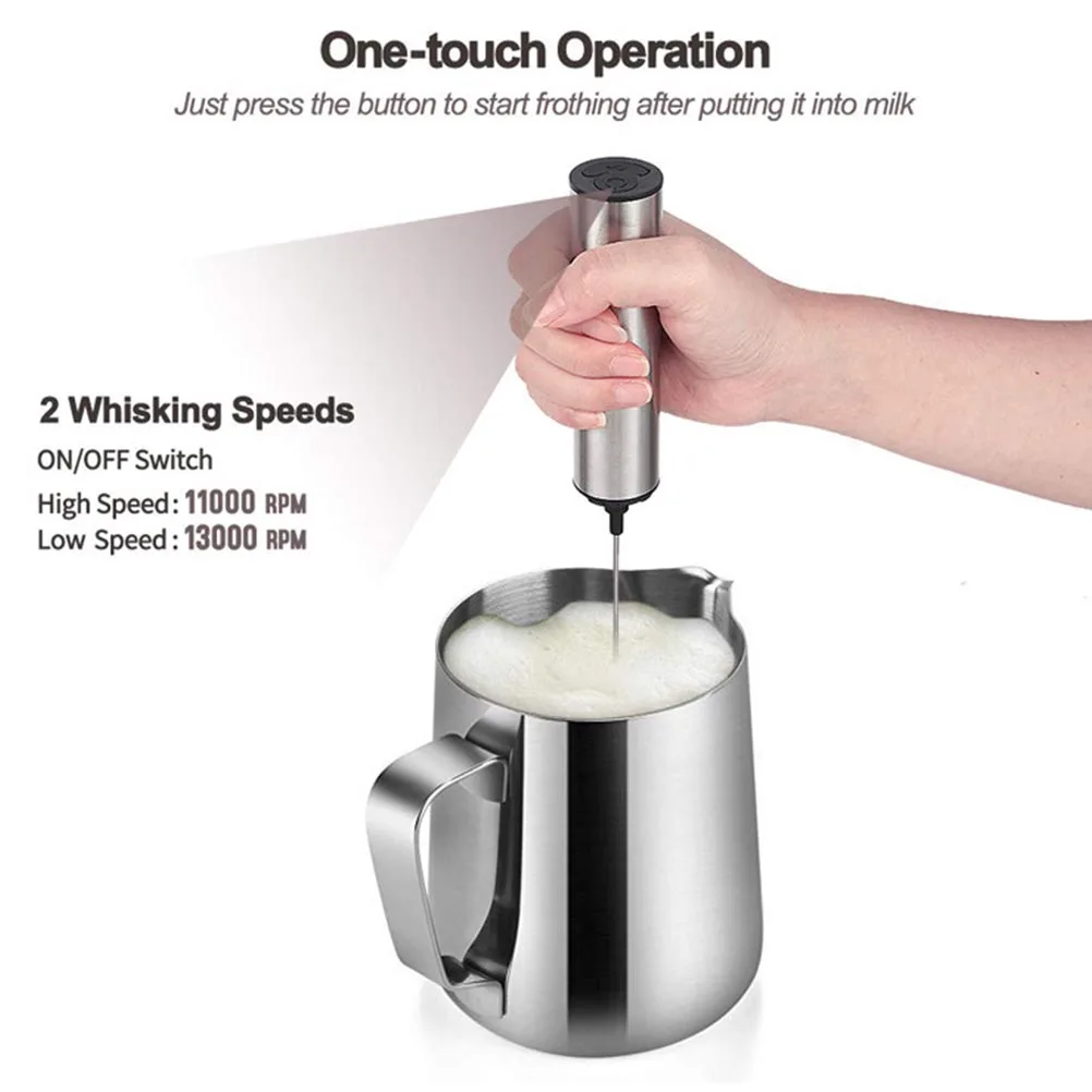 

Electric Milk Frother Egg Whisk H held Mixer Cream Baking Tool Stainless Steel Kitchen Supplies Silver Color Portable Easy Clean