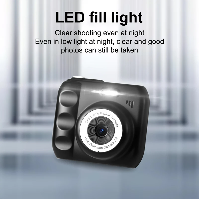 Mini CCD Digital Camera Portable Retro Photo Machine Photography Gifts For Kids Children Student Vlog LED Light HD Pixels