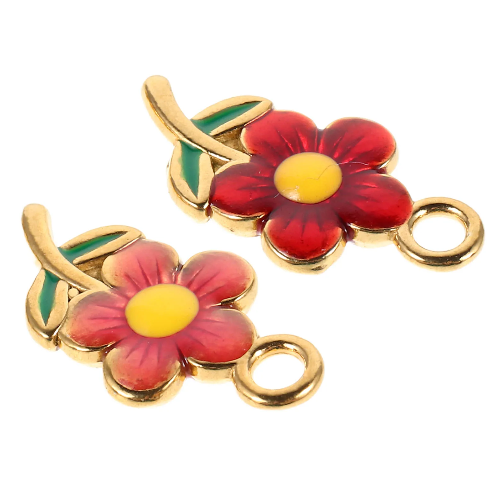 

2Pcs Enamel Flower Charm Pendants Stainless Steel DIY Jewelry Making Floral Charms Necklace Bracelet Earrings Accessories