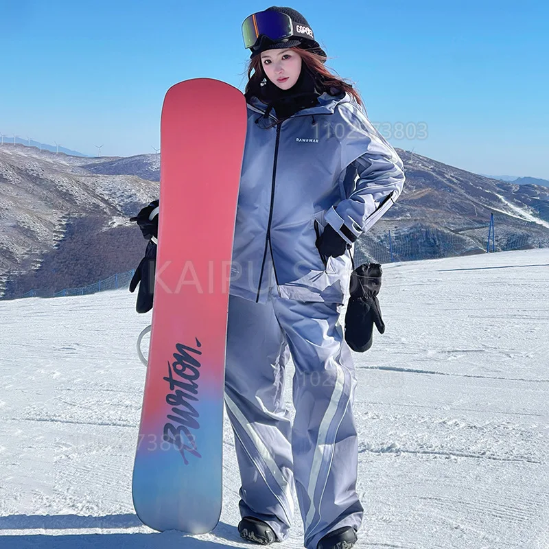 

New ski suit men women winter warm windproof waterproof veneer double board 3L snow suit hard shell set ski suit men