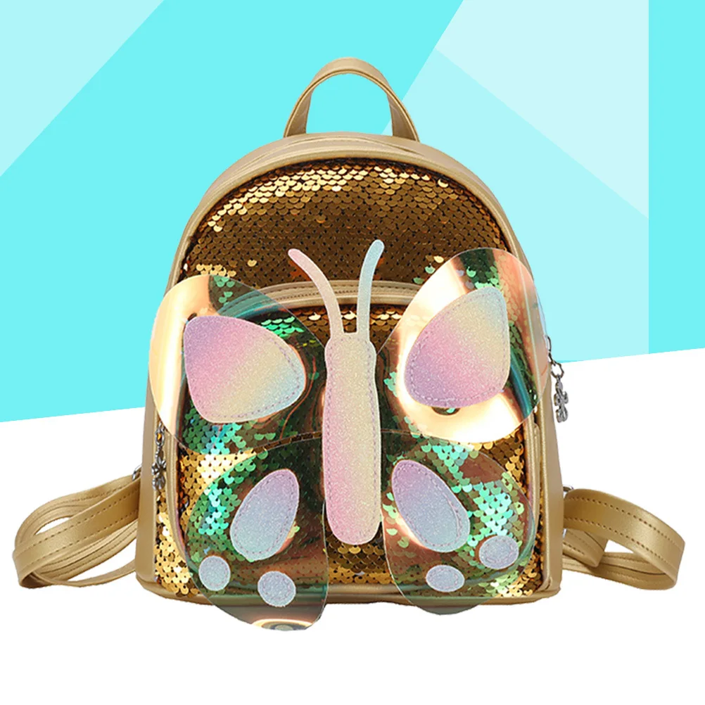 حقيبة ظهر لامعة ذهبية صغيرة حقيبة مدرسية حقيبة كتف للسفر ترتر جيوب كبيرة بسحاب حقيبة حفلة موسيقية على الشاطئ #1