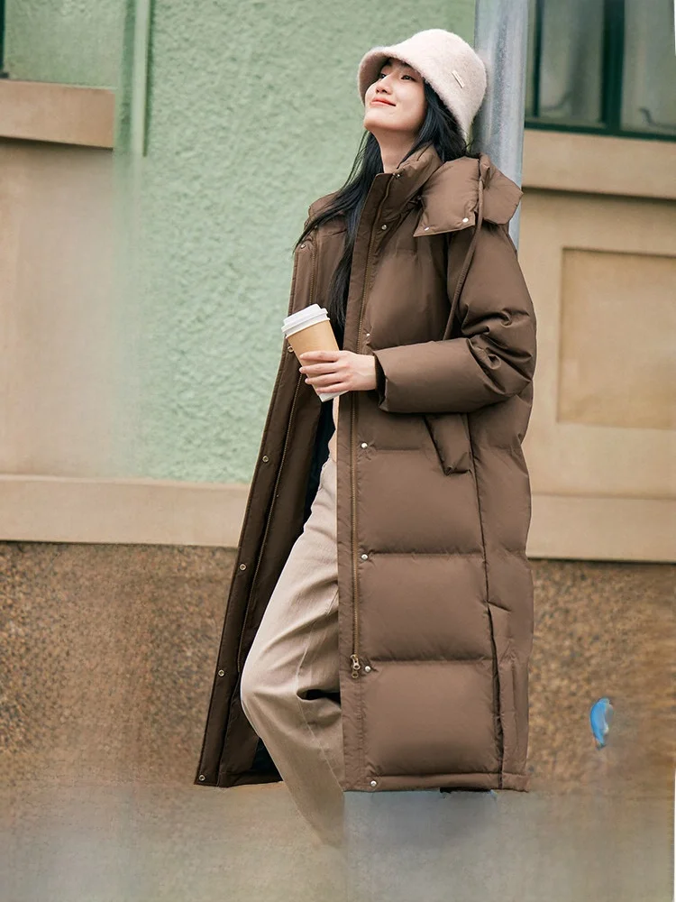 

Snow Flng Women's Thiened down Jaet Large Quilt High Fill Power Straight Tube Korean Sle Commute Faion Winter Coat
