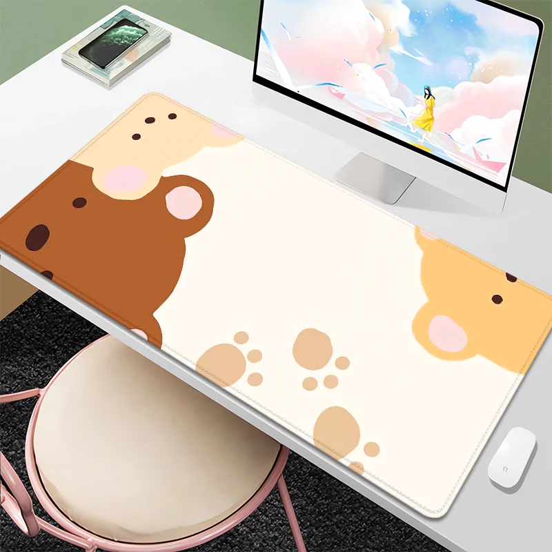 Kawaii Mouse Pad Xxl Cute Gaming Desk Mat Anime Aesthetic Pink Bear Mousepad Large Pc Accessories Computer Deskmat 900x400