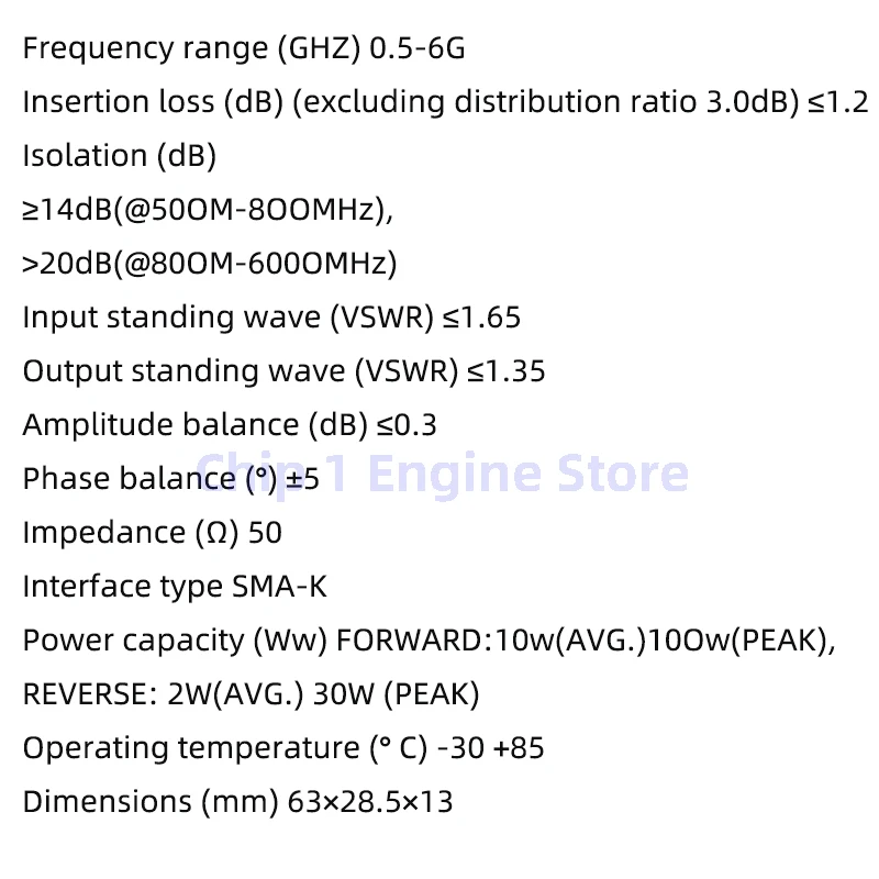 Hochfrequenz-Stromverteiler SMA Microstrip Power Splitter One Point Two 0,5 GHz-6 GHz RF Power Splitter Combiner WIFi 10 W