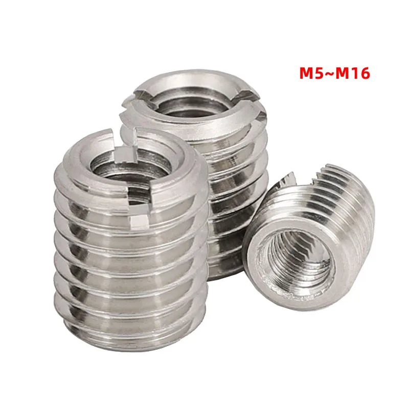 

304 Stainless Steel Inside Outside Thread Screws Rod Slotted Adapter Insert Sleeve Conversion Nut Full Thread Convert Screw Bolt