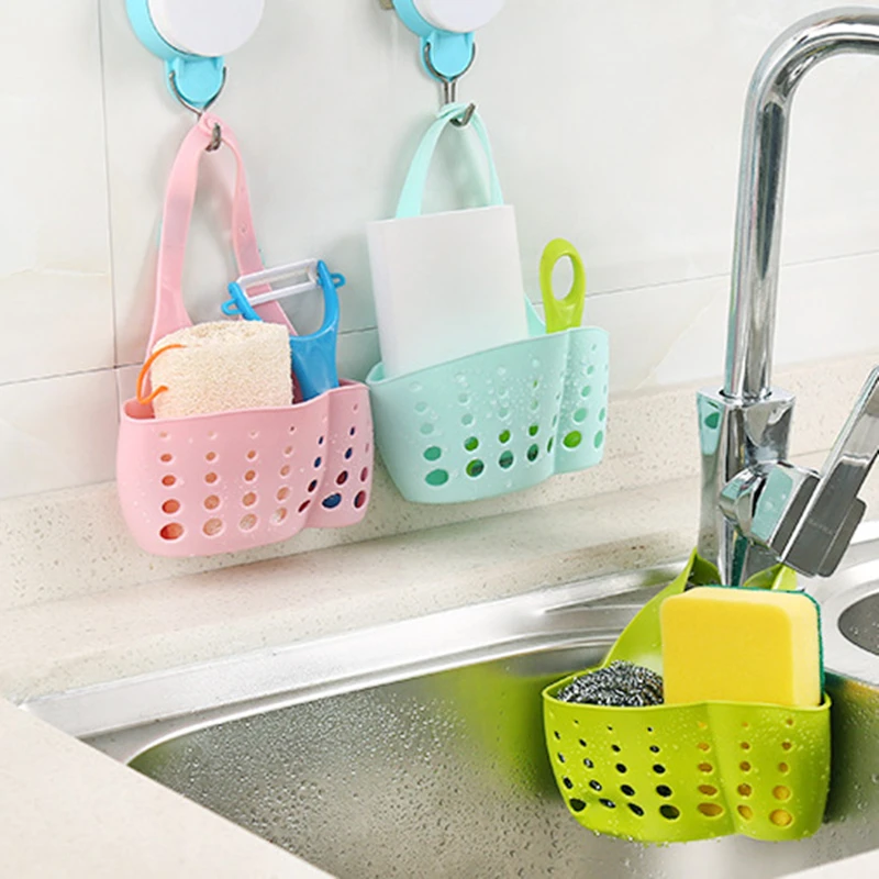 Sink Shelf Soap Sponge Holder Clip Dish Drainer Drying Rack Silicone Storage Basket Bag Bathroom Holder Kitchen Accessories Tool