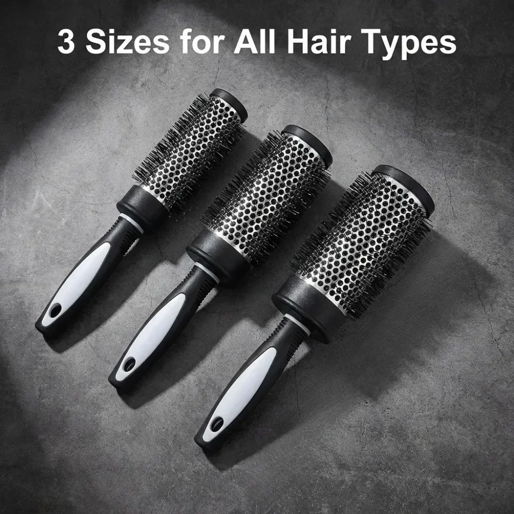 Thermal Round Hair Brush Set Anti-slip Handle Nylon Bristle Salon Hairdressing Curle Roller Comb Blow Drying Volume Styling Tool view 3