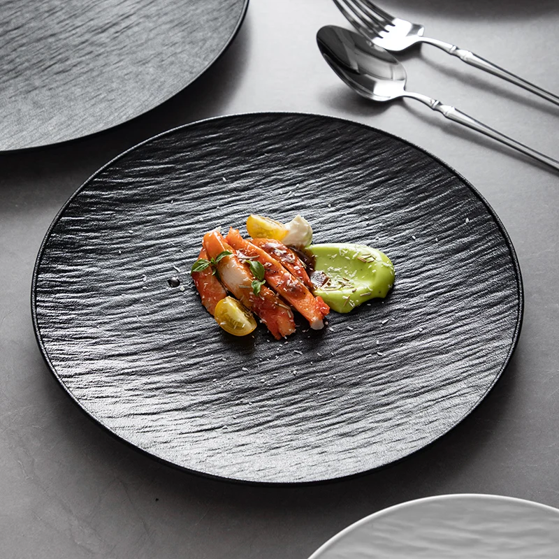 Creative Wavy Matte Ceramic Steak Plate Scratch-resistant Home Western Dining Hotel Tableware Round Barbecue Pasta Plate Home