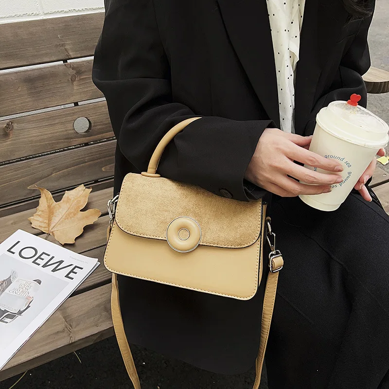 

Frosted Splicing Portable Small Square Bag Women's 2026 New Trend Fashion Retro Large Capacity Shoulder Messenger Bag