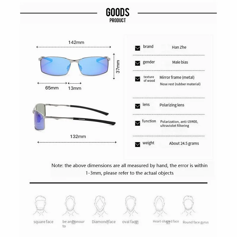 Rectangle Metail Frame Polarized Sunglasses Men Brand Designer Color Changing Sun Glasses Driving Oculos de sol UV400 image 2